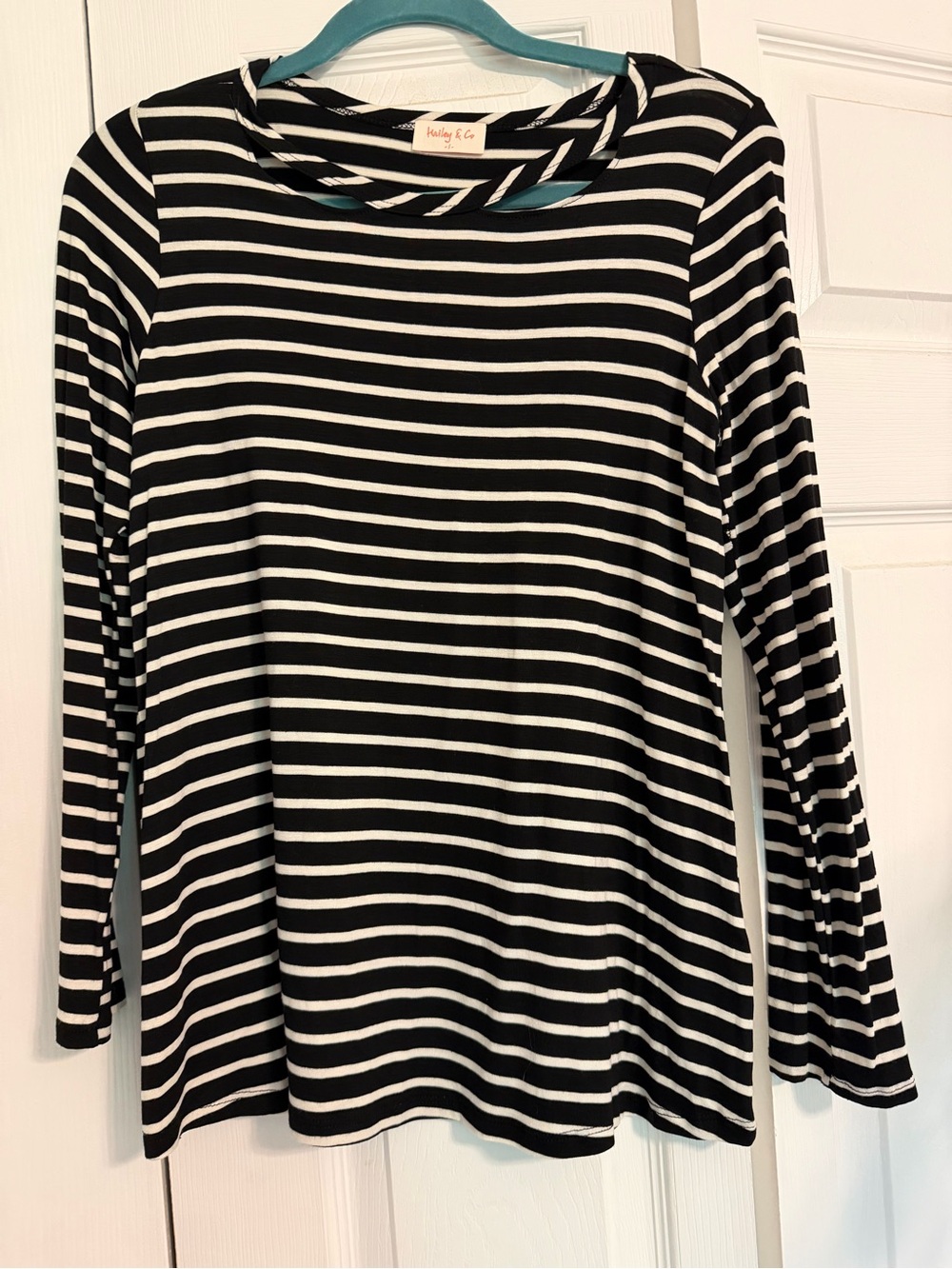 Woolly & Co. Women's Black and White Stripe Long Sleeve Tee